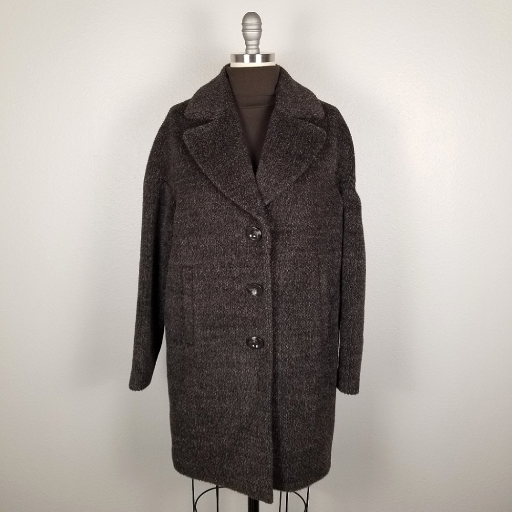 Trina Turk Brown Wool/Alpaca Blend Dropped Shoulder Cocoon Coat